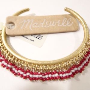 Madewell Beaded Fringe Cuff Bracelet NWT 24